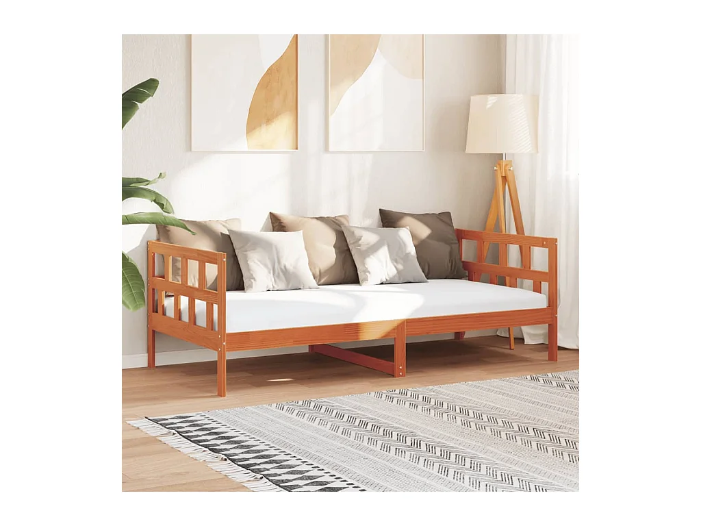 Dormeuse senza Materasso Marrone Cera 90x200 cm Legno di Pino