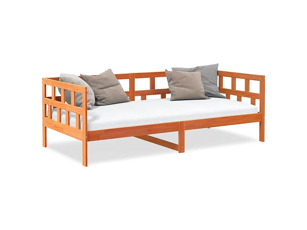 Sofá cama sin colchón madera maciza pino marrón cera 90x200 cm