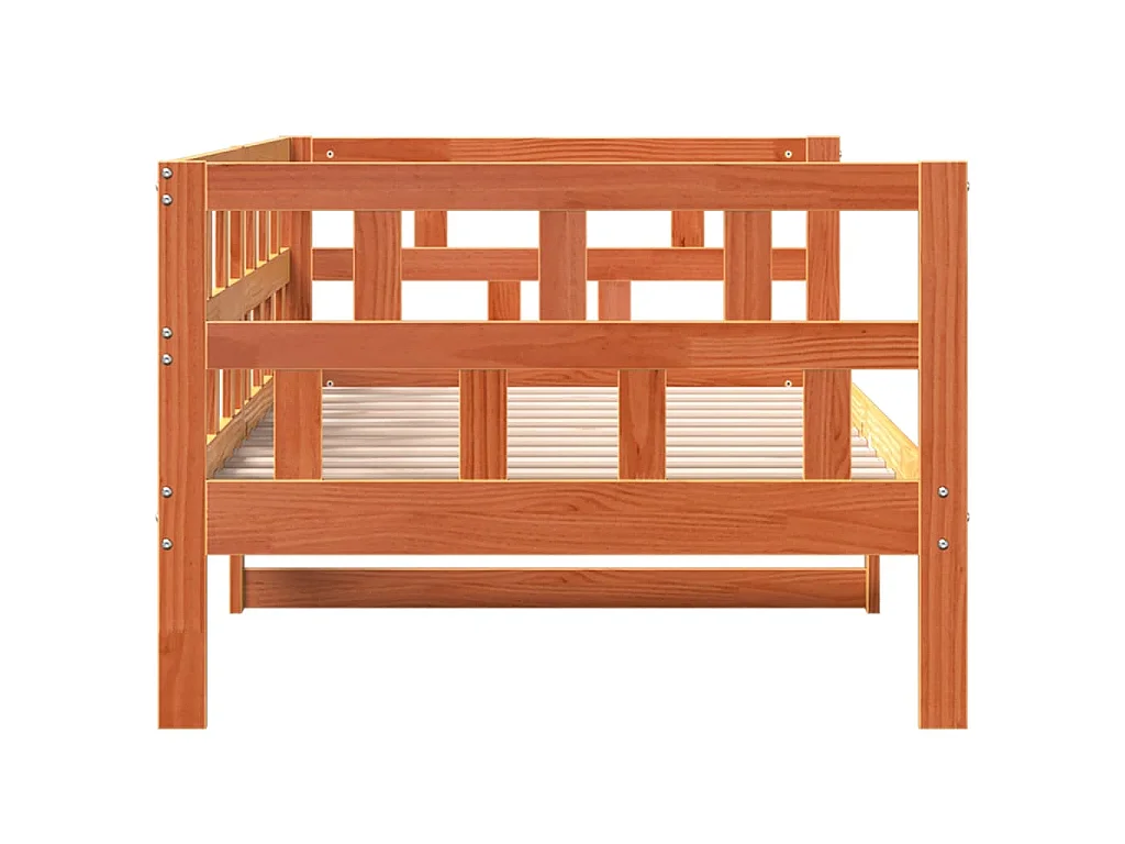 Sofá cama sin colchón madera maciza pino marrón cera 90x200 cm