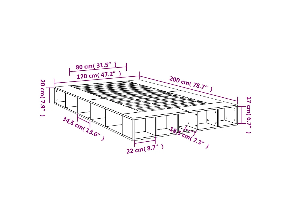 Estructura de cama madera de ingeniería blanca 120x200 cm