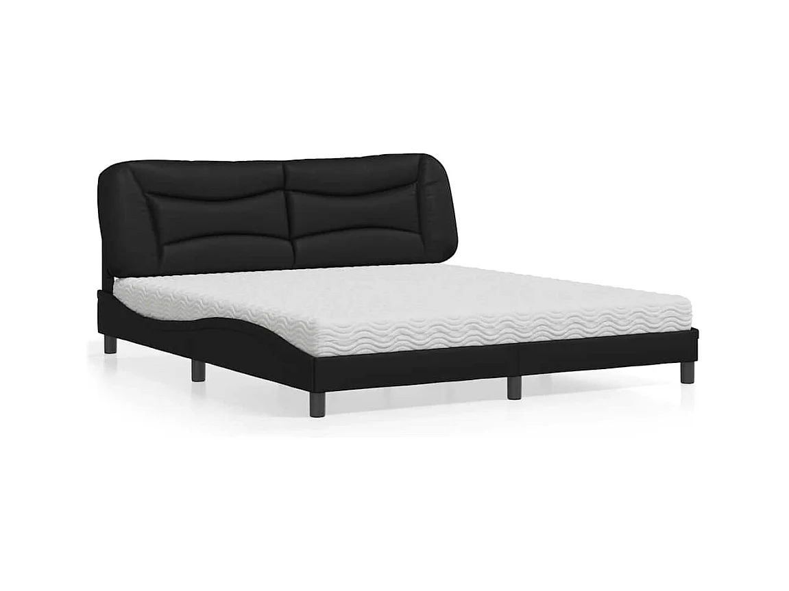 Lit avec matelas noir 180x200 cm similicuir
