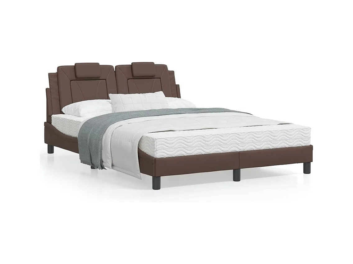 Bed "Viana" met matras kunstleer bruin 120x200 cm