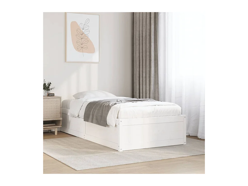 Cadre de lit sans matelas blanc 90x200 cm bois de pin massif