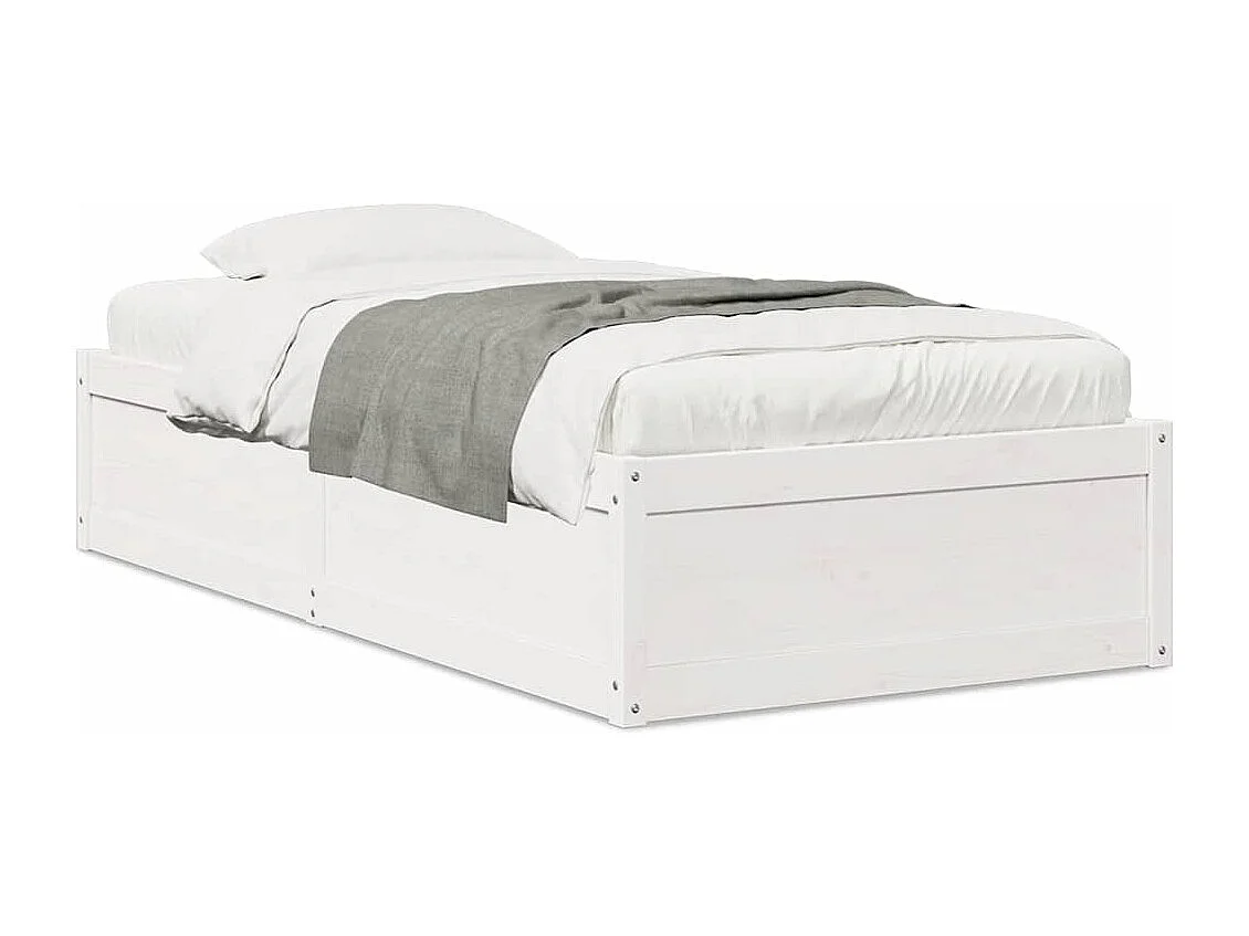 Bedframe zonder matras massief grenenhout wit 90x200 cm