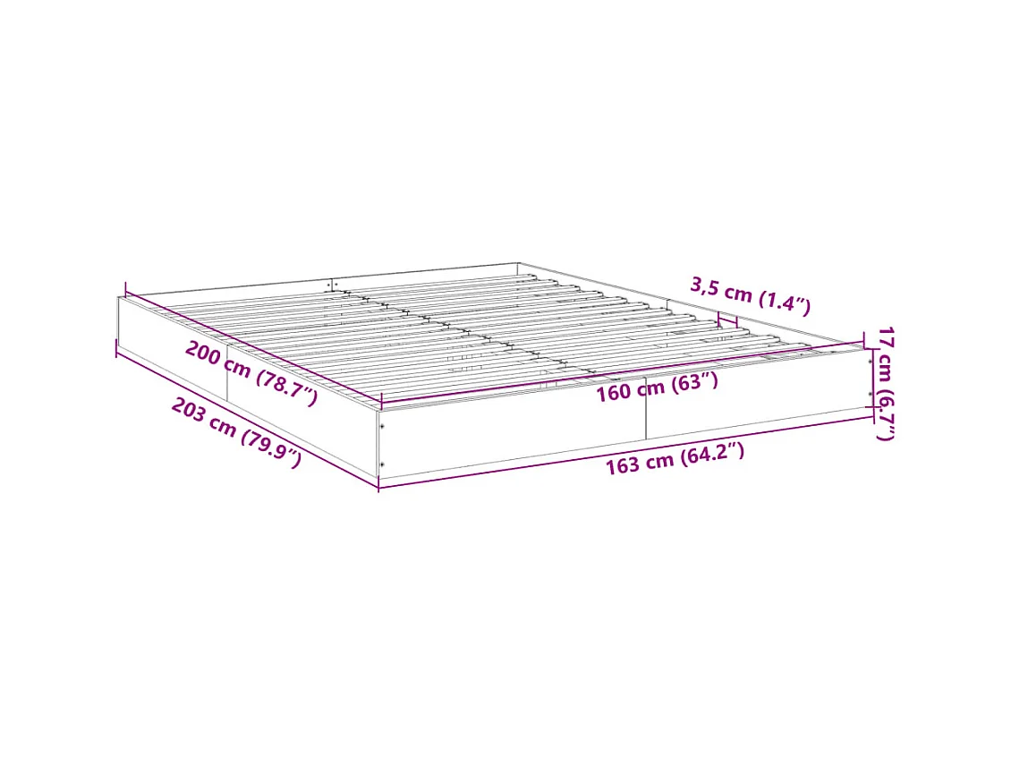 Bettgestell ohne Matratze Sonoma-Eiche 160x200 cm Holzwerkstoff