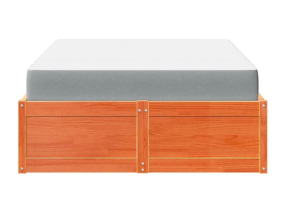 Bett mit Matratze Wachsbraun 120x190 cm Massivholz Kiefer