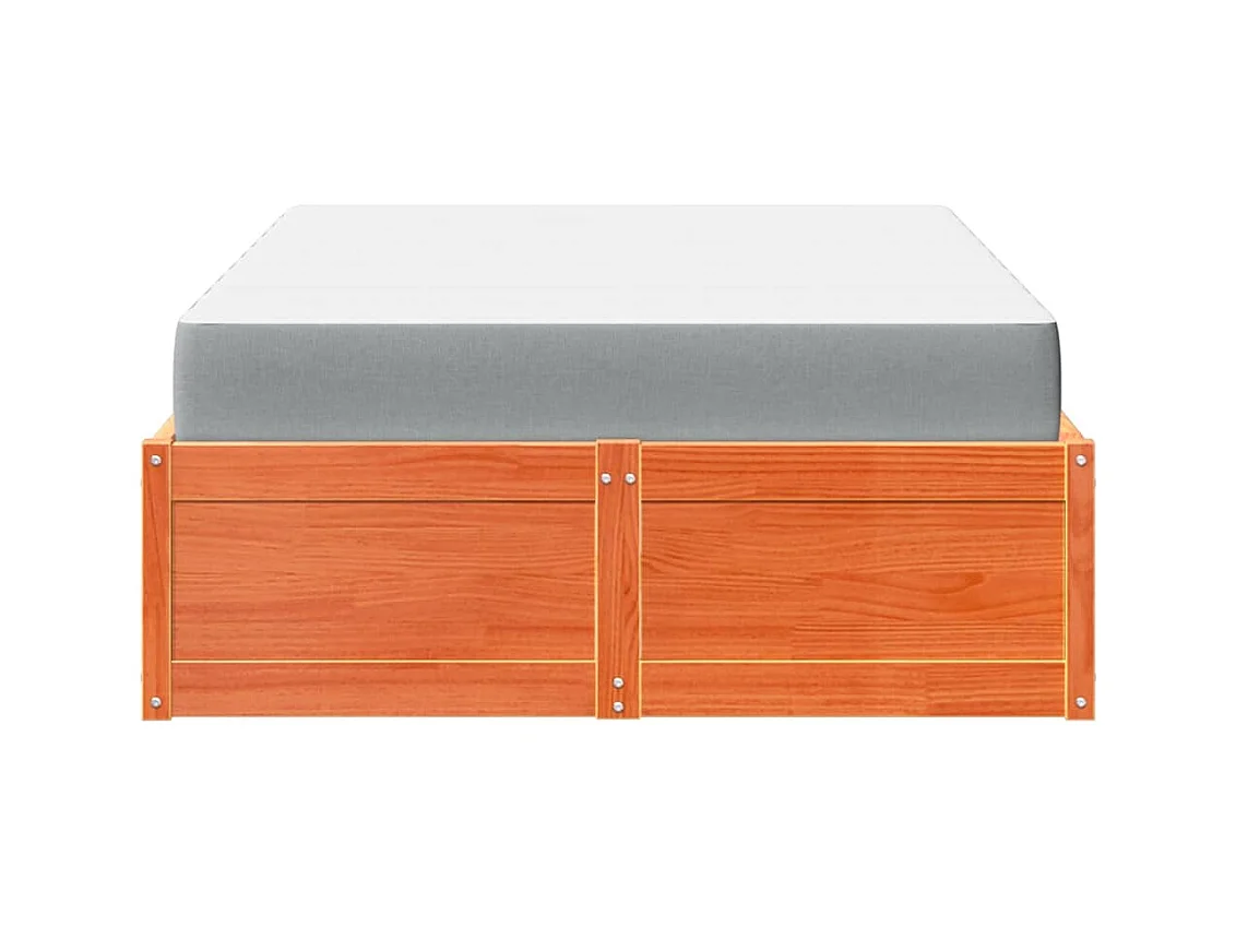 Bett mit Matratze Wachsbraun 120x190 cm Massivholz Kiefer