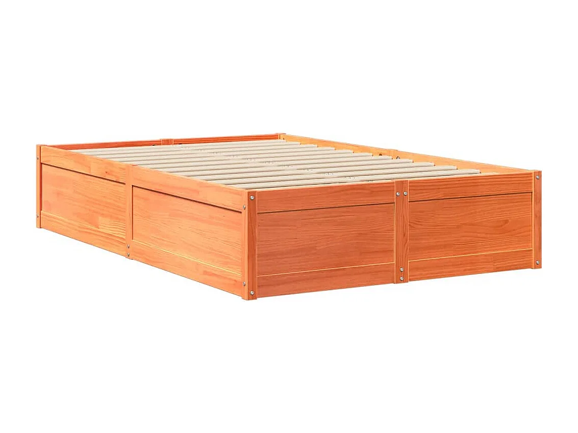 Lit avec matelas cire marron 120x190 cm bois massif de pin