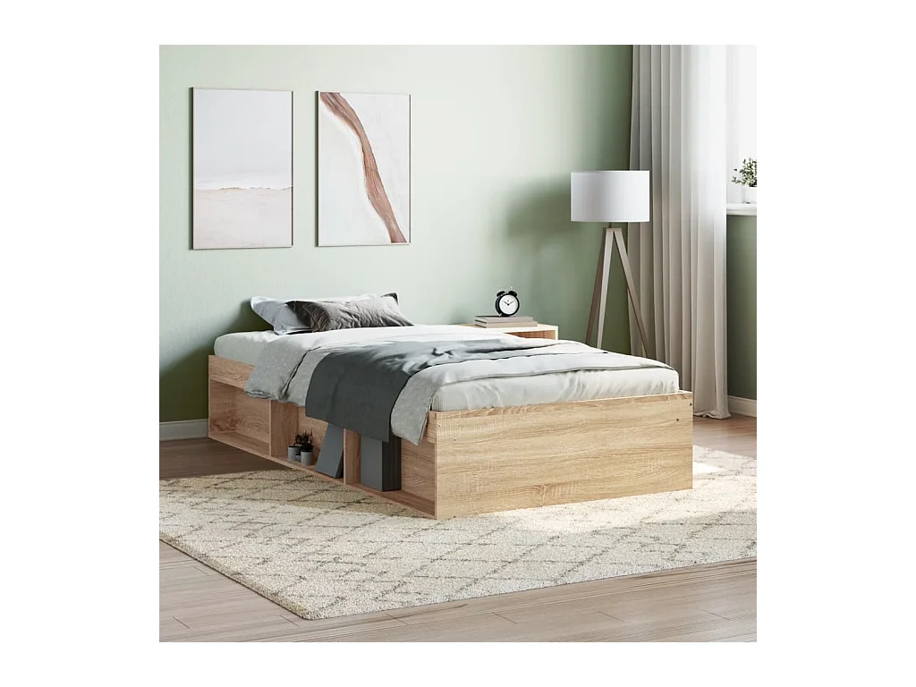 Cadre de lit sans matelas chêne sonoma 90x190 cm