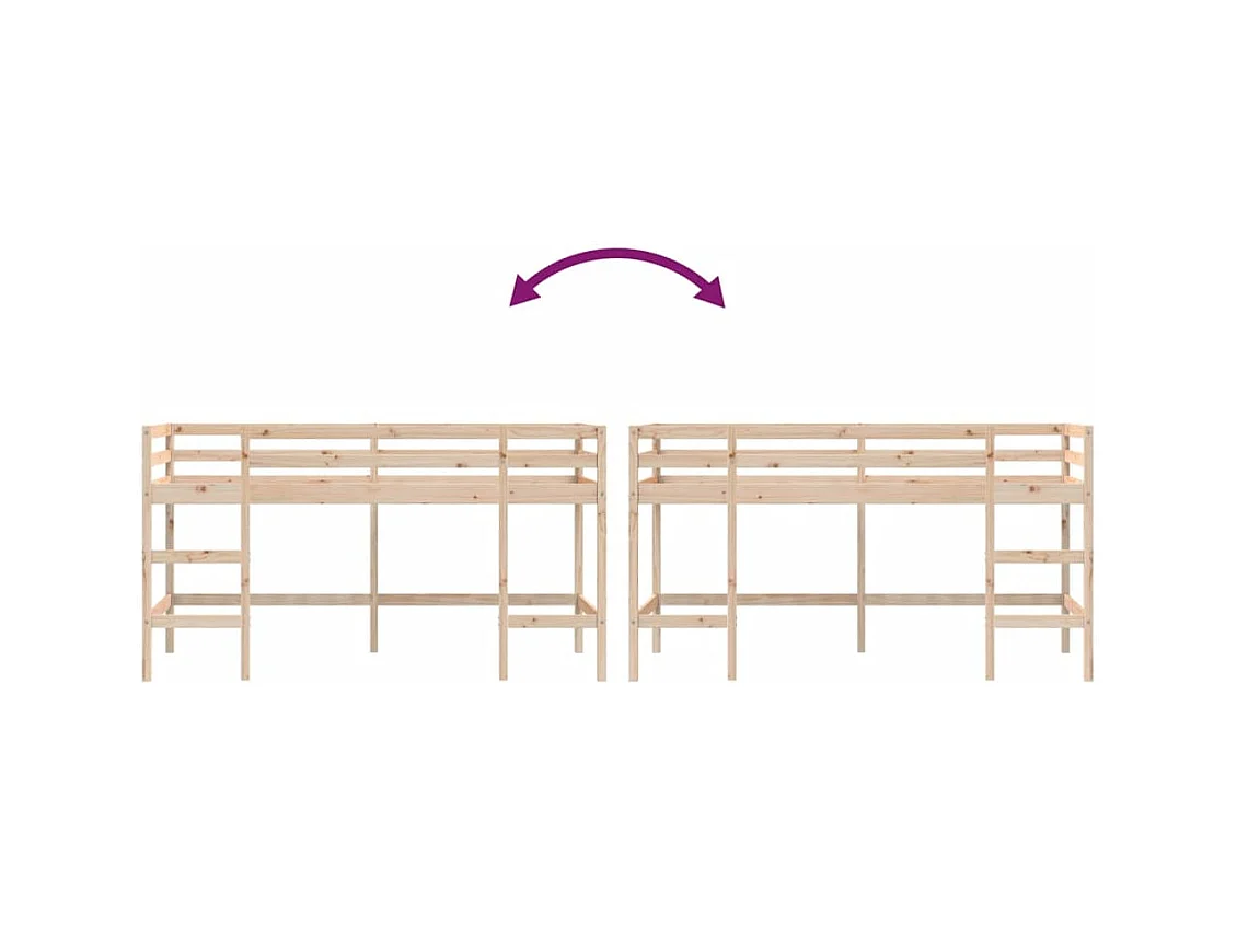 Lit mezzanine d'enfants sans matelas avec échelle 80x200 cm