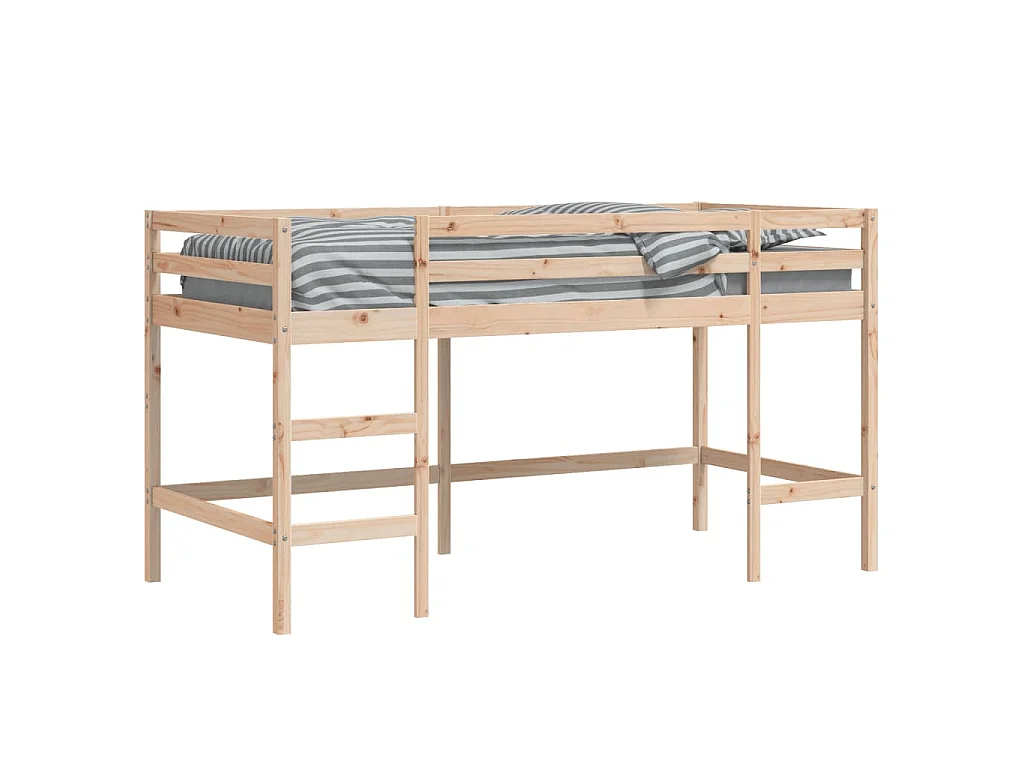 Kinderhoogslaper met ladder 80x200 cm massief grenenhout
