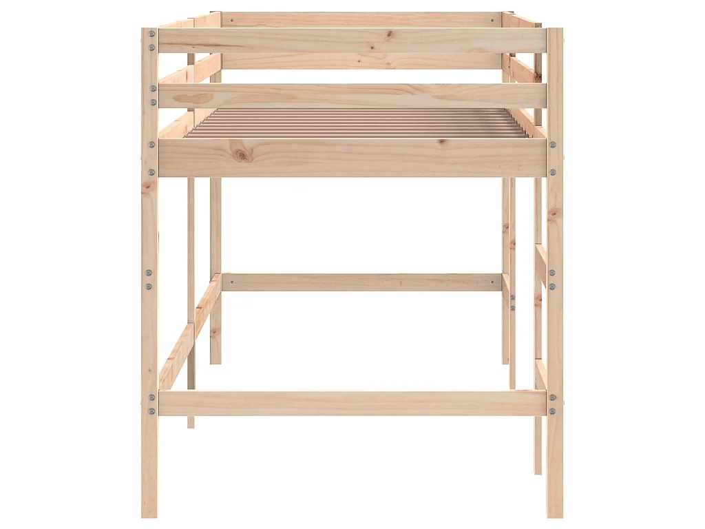 Kinderhoogslaper met ladder 80x200 cm massief grenenhout