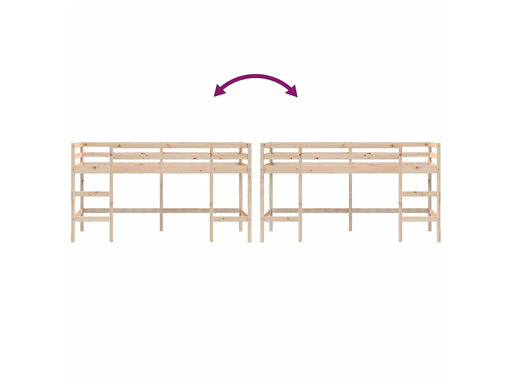 Kinderhoogslaper met ladder 80x200 cm massief grenenhout