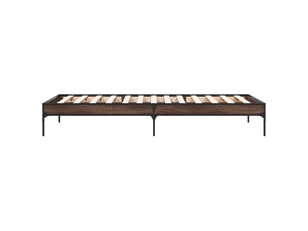 Bedframe bewerkt hout en metaal bruin eikenkleurig 100x200 cm