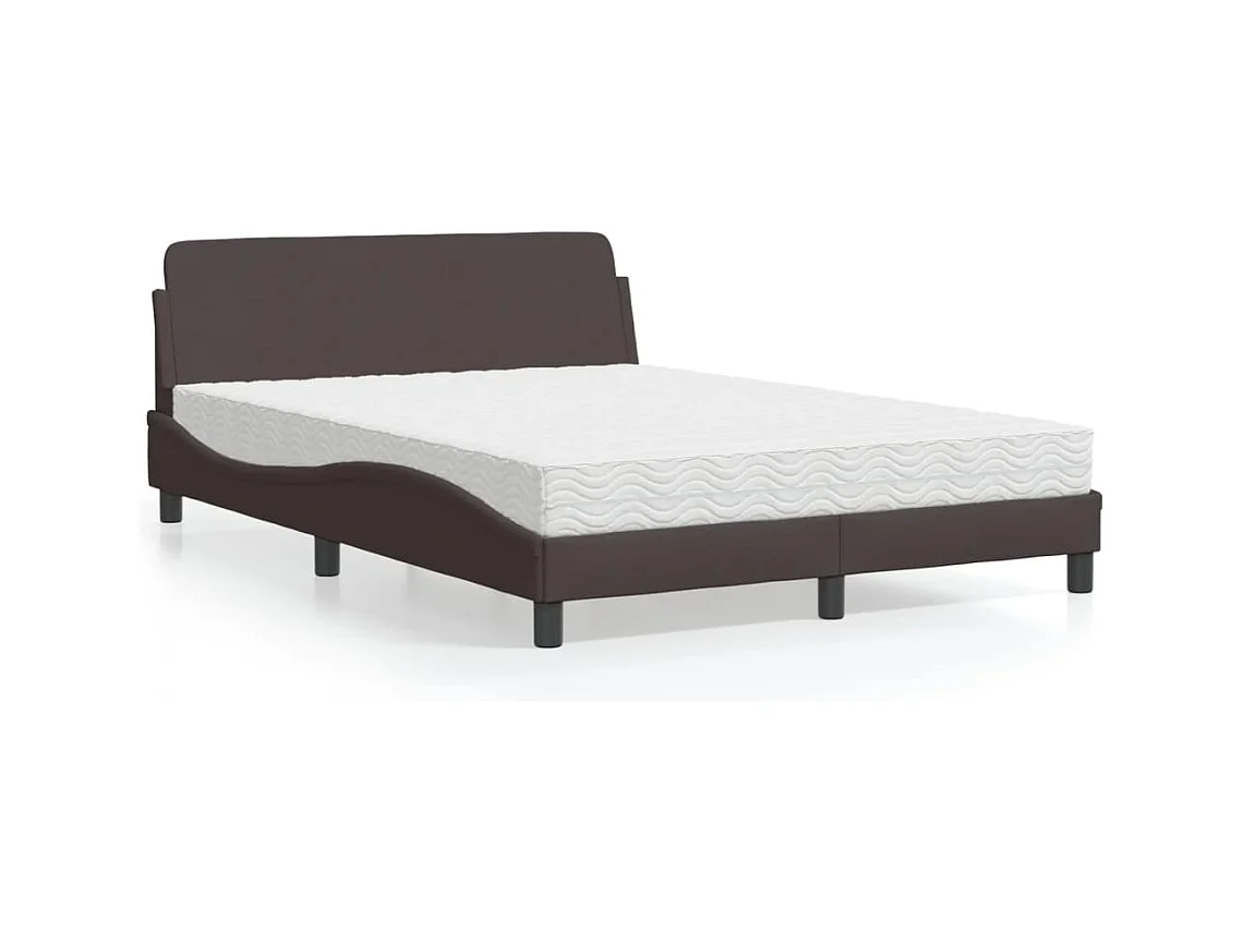 Bed met matras "Dover" stof donkerbruin 120x200 cm