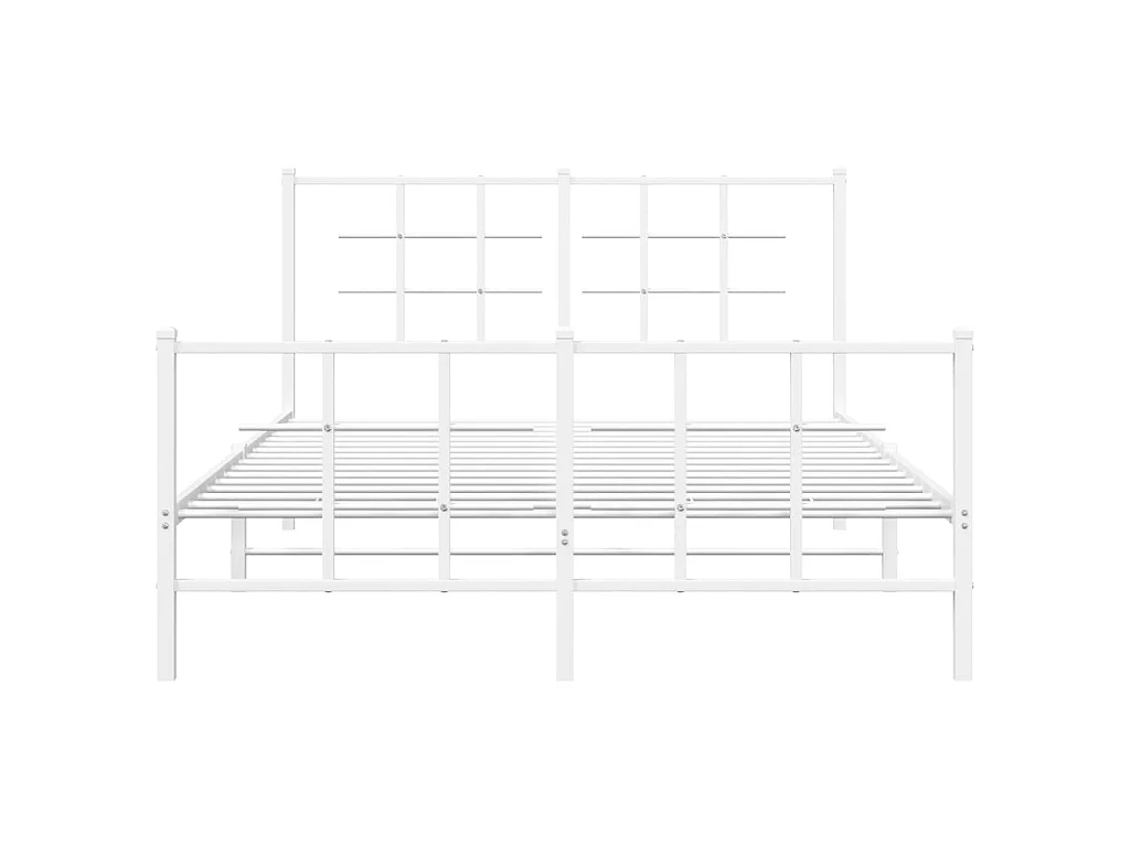 Bettgestell mit Kopf- und Fußteil Metall Weiß 140x200 cm