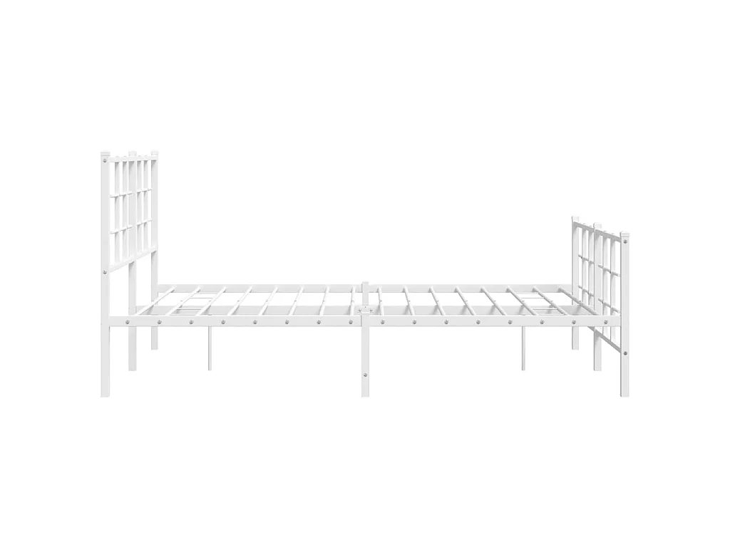 Cadre de lit métal sans matelas et pied de lit blanc 140x200 cm