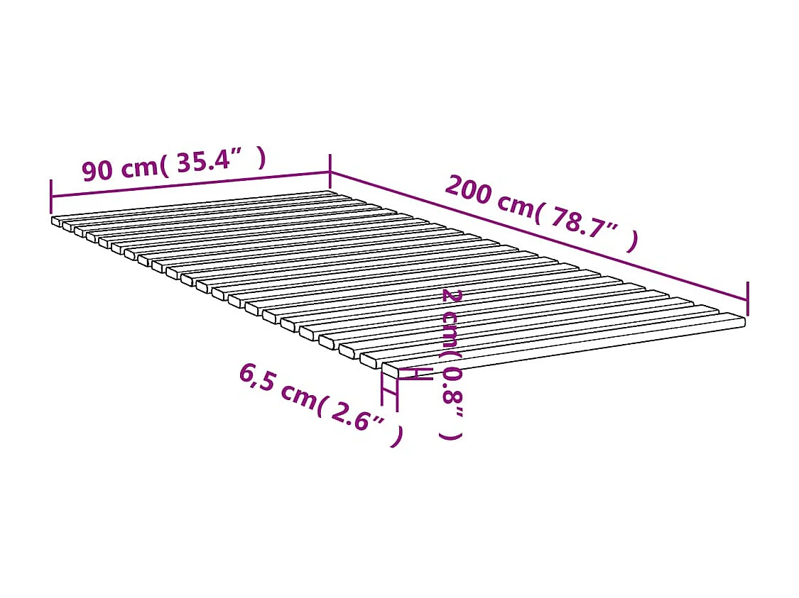 Lattes de lit 90x200 cm bois de pin massif