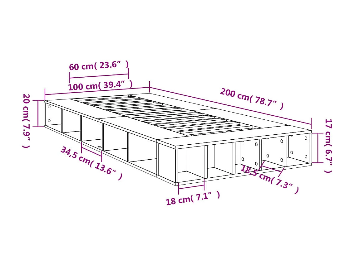 Bettgestell Weiß 100x200 cm Holzwerkstoff