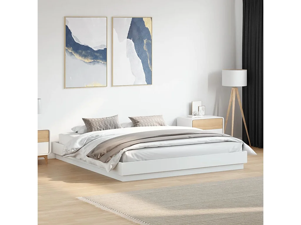 Bettgestell mit LED Weiß 180x200 cm