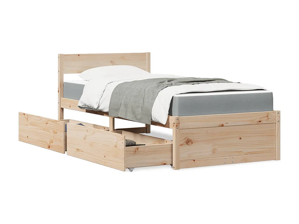 Bed met lades en matras massief grenenhout 90x190 cm