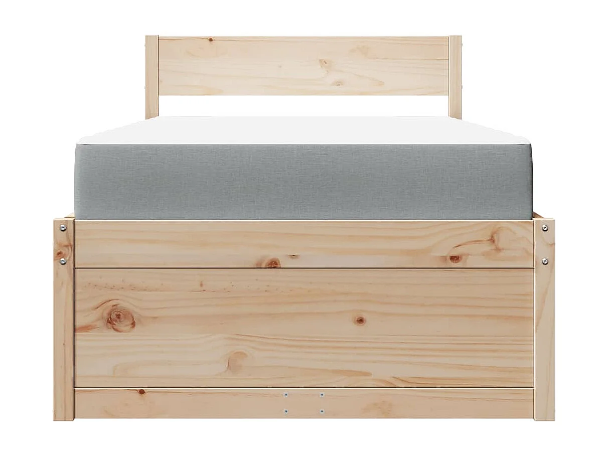 Lit avec tiroirs et matelas 90x190 cm bois massif de pin