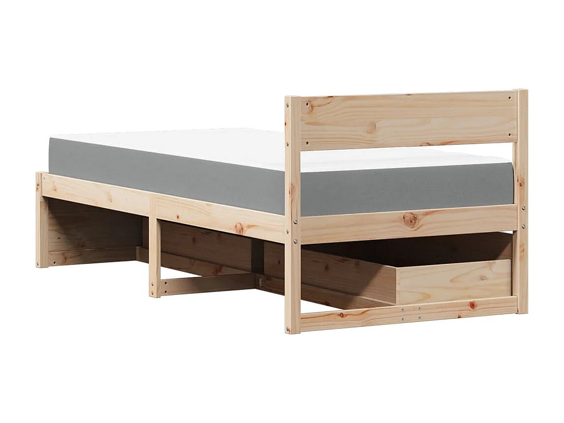 Lit avec tiroirs et matelas 90x190 cm bois massif de pin