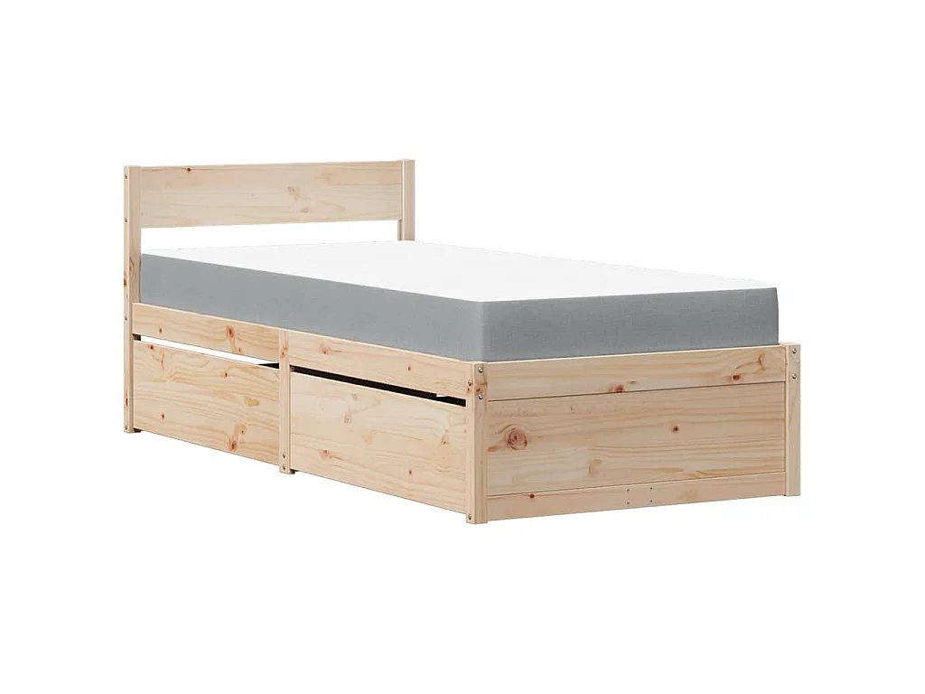 Bed met lades en matras massief grenenhout 90x190 cm