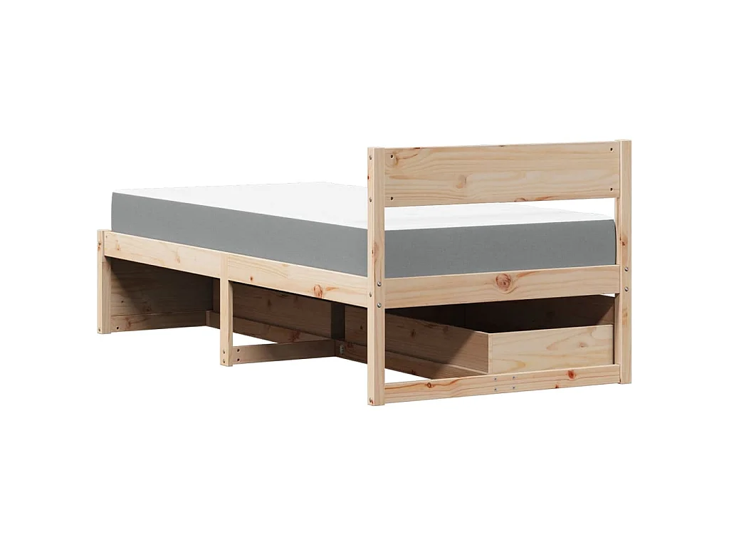 Bed met lades en matras massief grenenhout 90x190 cm