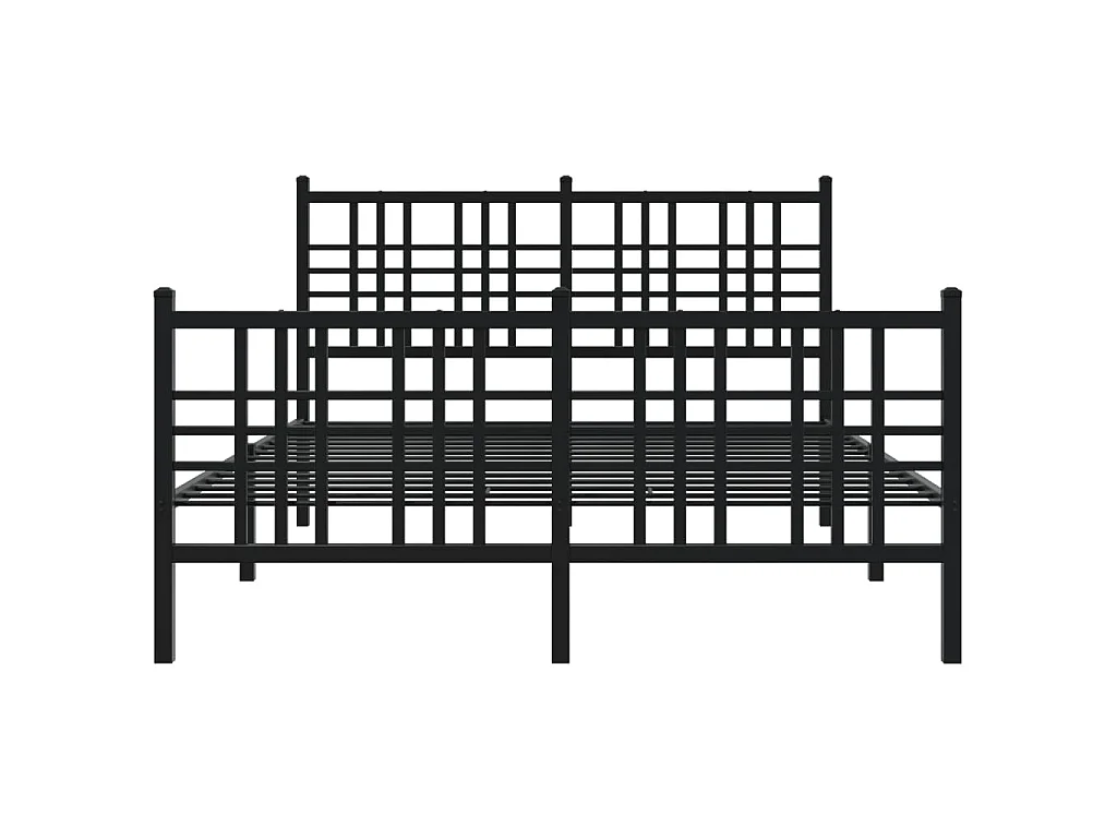 Estrutura de cama com cabeceira e pés 137x190 cm metal preto