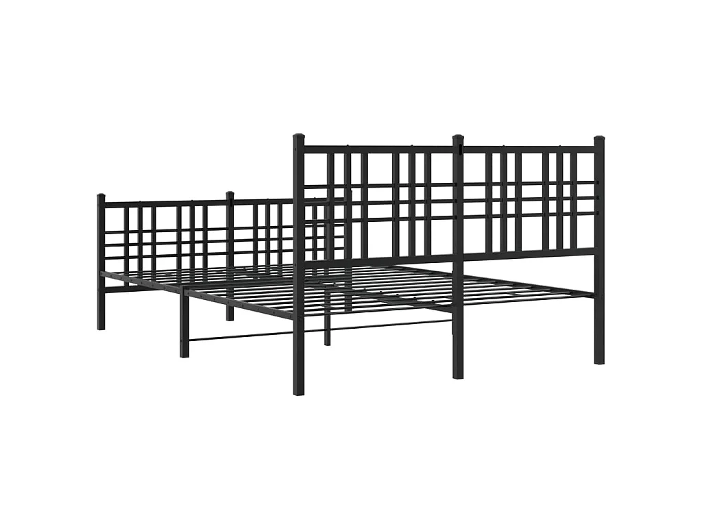 Estrutura de cama com cabeceira e pés 137x190 cm metal preto