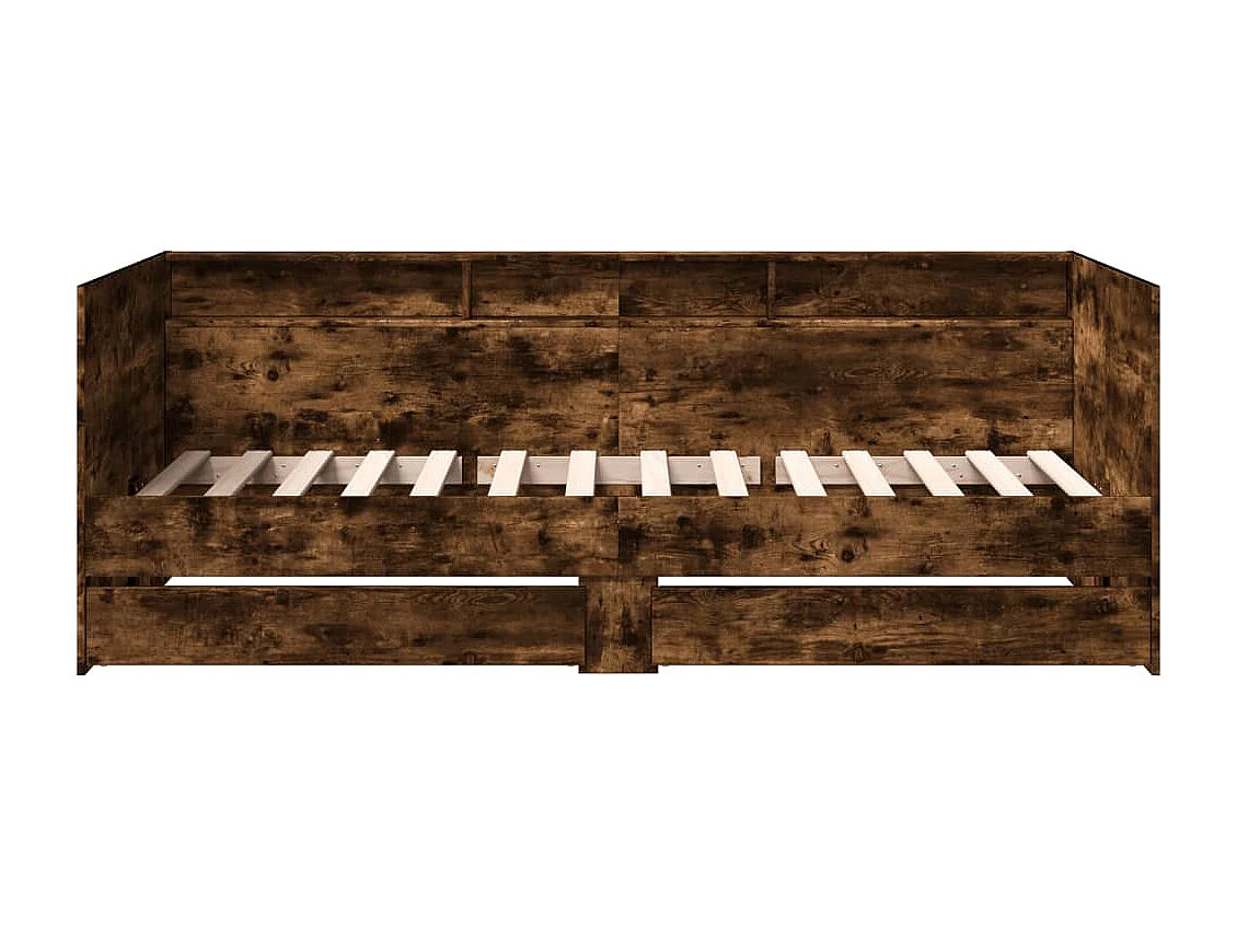 Divano Letto con Cassetti senza Materasso Rovere Fumo 100x200cm
