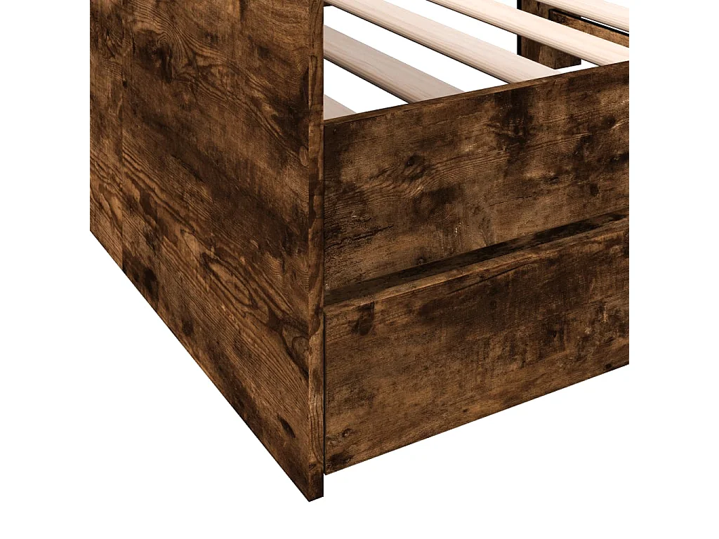 Divano Letto con Cassetti senza Materasso Rovere Fumo 100x200cm