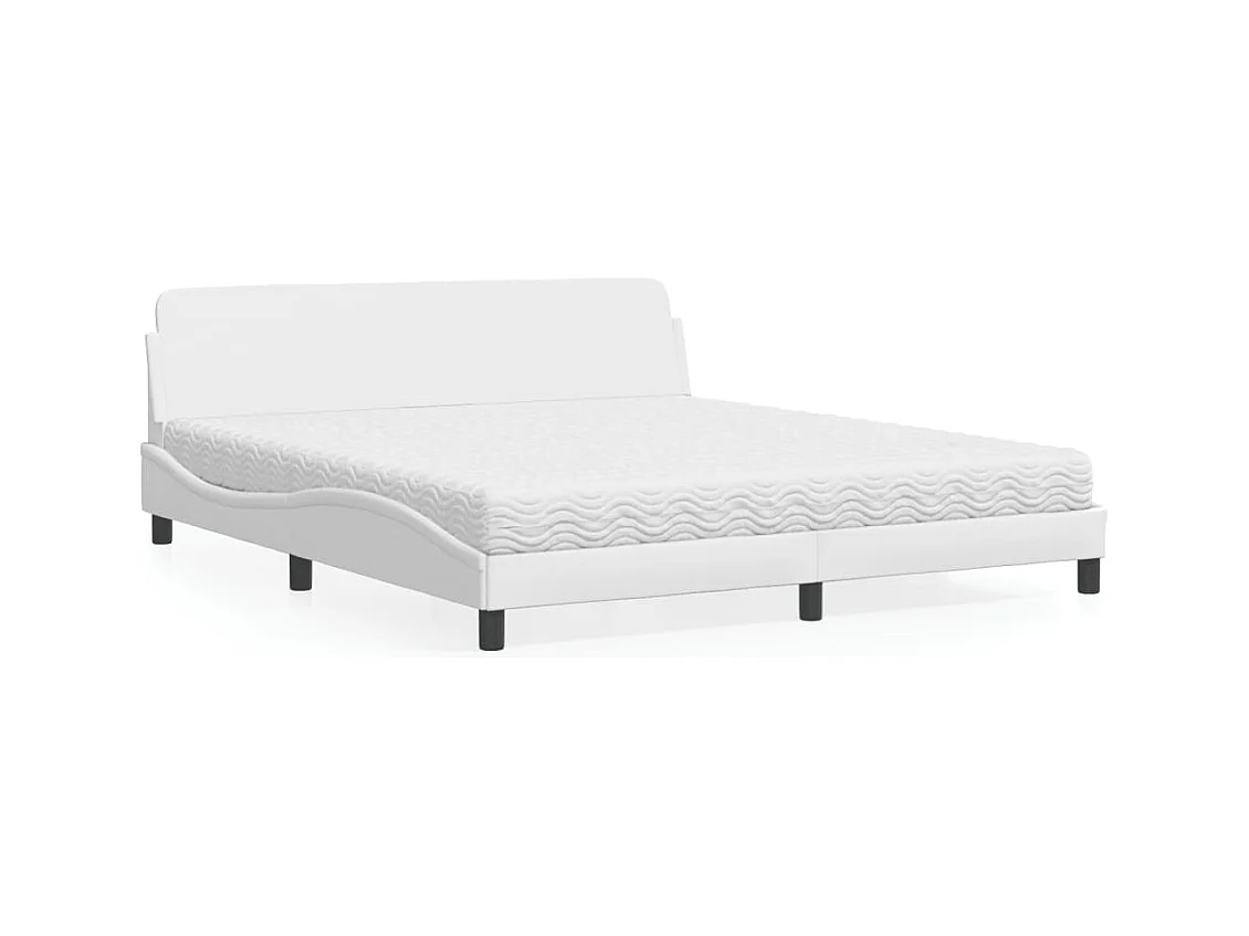 Lit avec matelas blanc 180x200 cm similicuir
