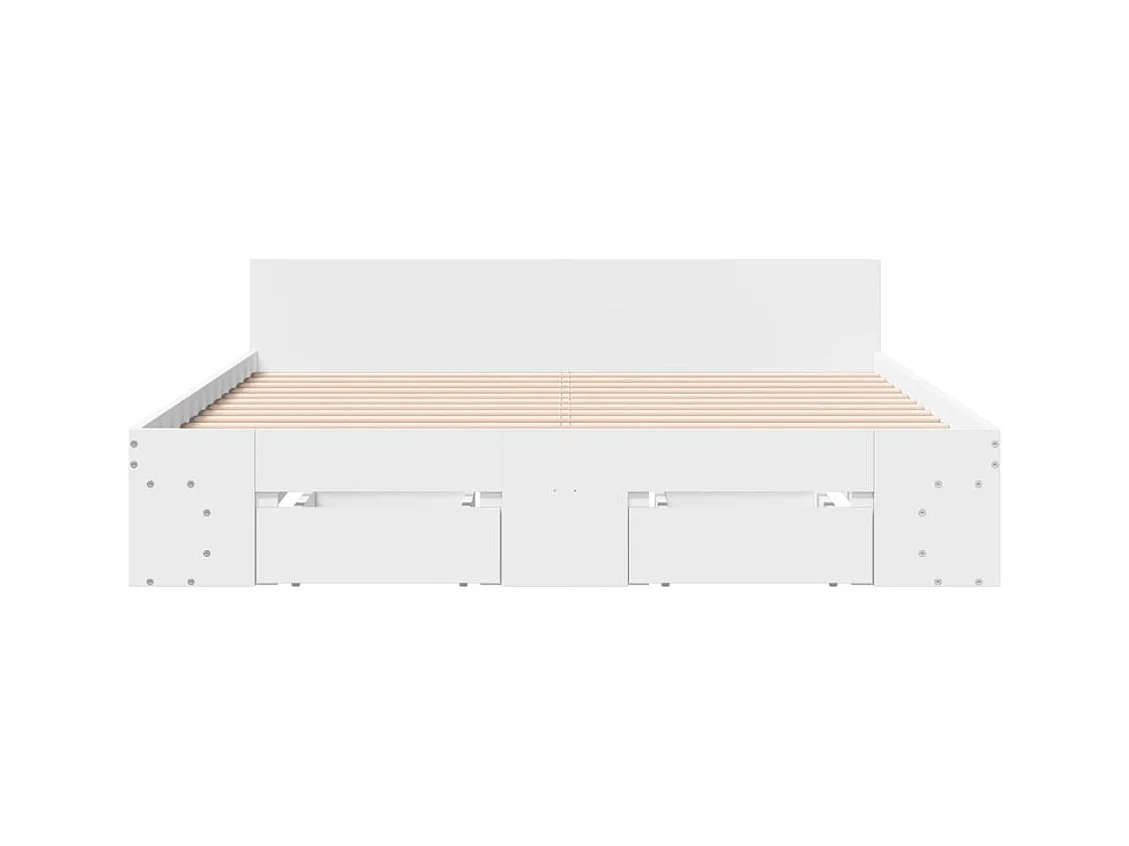 Cadre de lit avec tiroirs sans matelas blanc 160x200 cm