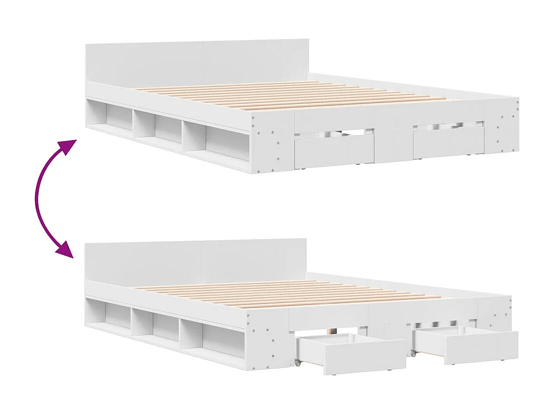 Estructura cama con cajones madera ingeniería blanca 160x200 cm