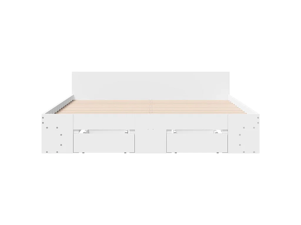 Giroletto con Cassetti Bianco 160x200 cm in Legno Multistrato
