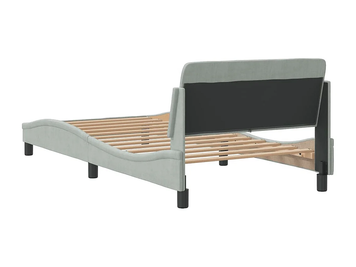 Cadre de lit Dover gris clair 100x200 cm velours