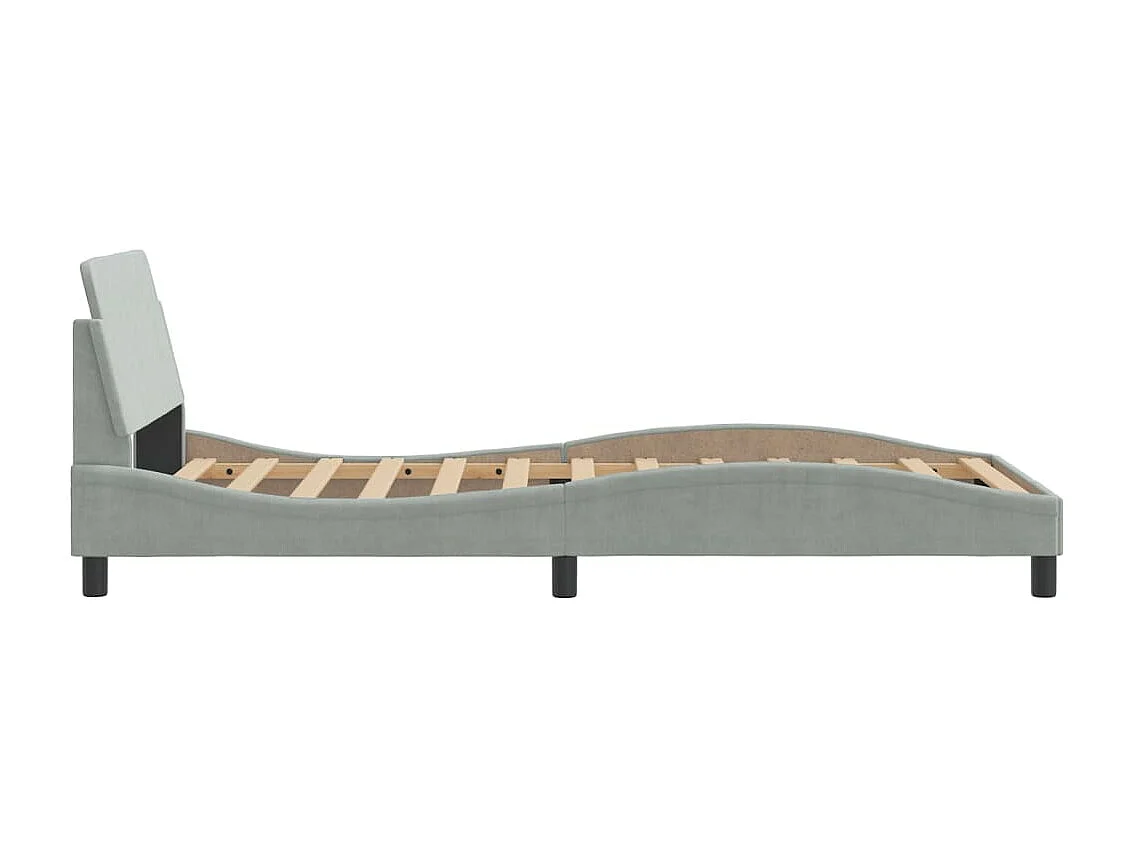 Cadre de lit Dover gris clair 100x200 cm velours