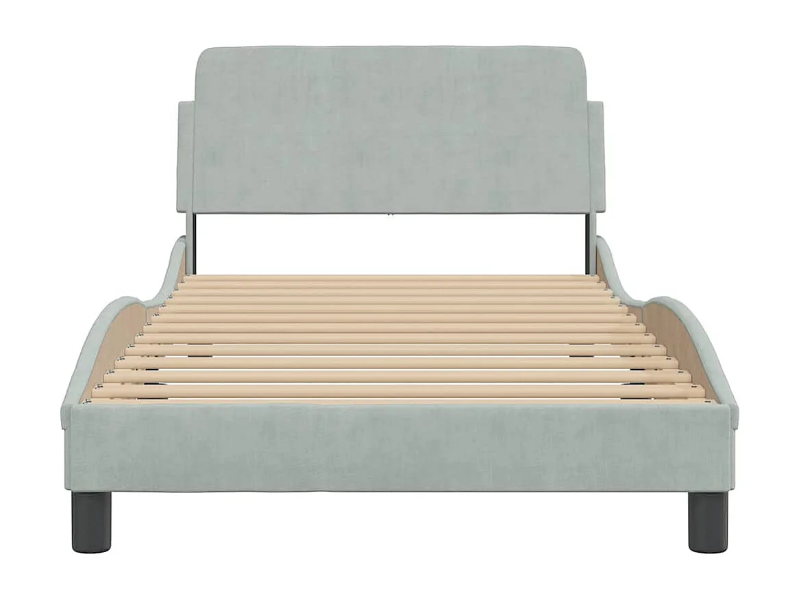 Cadre de lit Dover gris clair 100x200 cm velours
