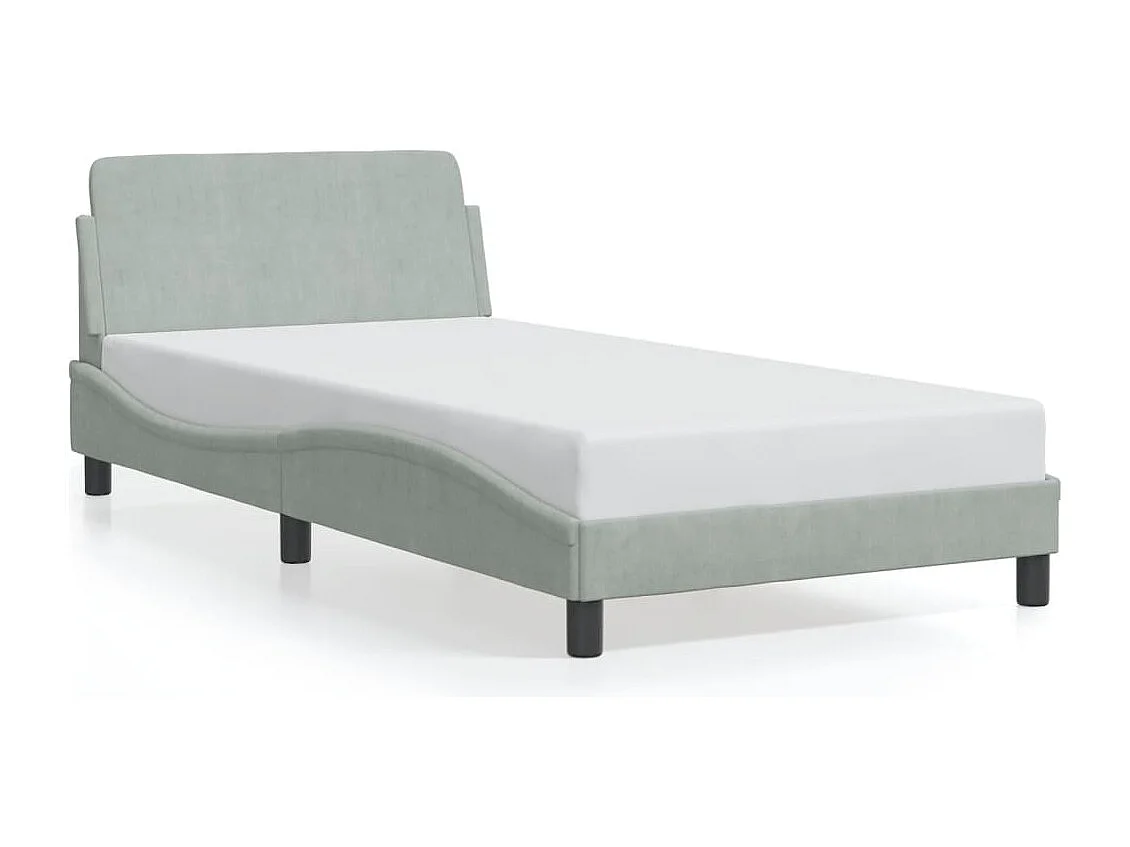 Cadre de lit Dover gris clair 100x200 cm velours
