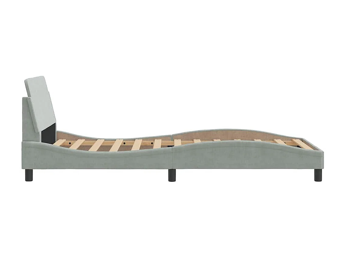Cadre de lit Dover gris clair 100x200 cm velours