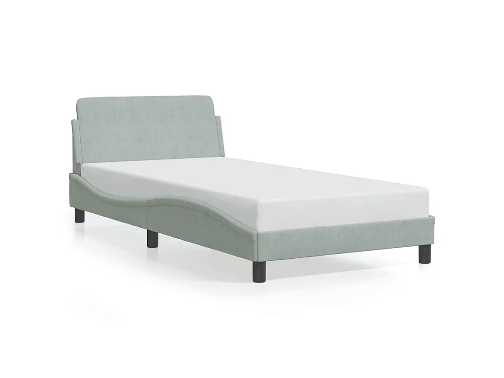 Estrutura de cama Dover 100x200 cm veludo cinzento-claro