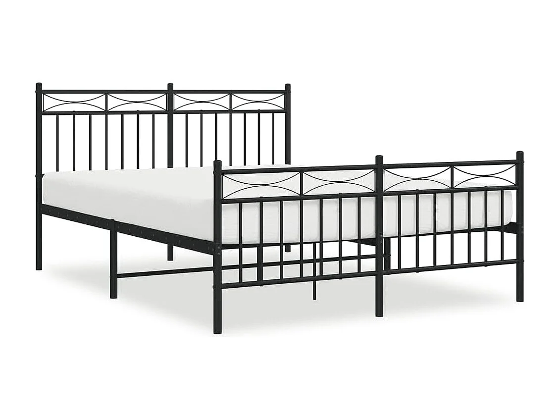 Bedframe met hoofd- en voeteneinde metaal zwart 140x190 cm