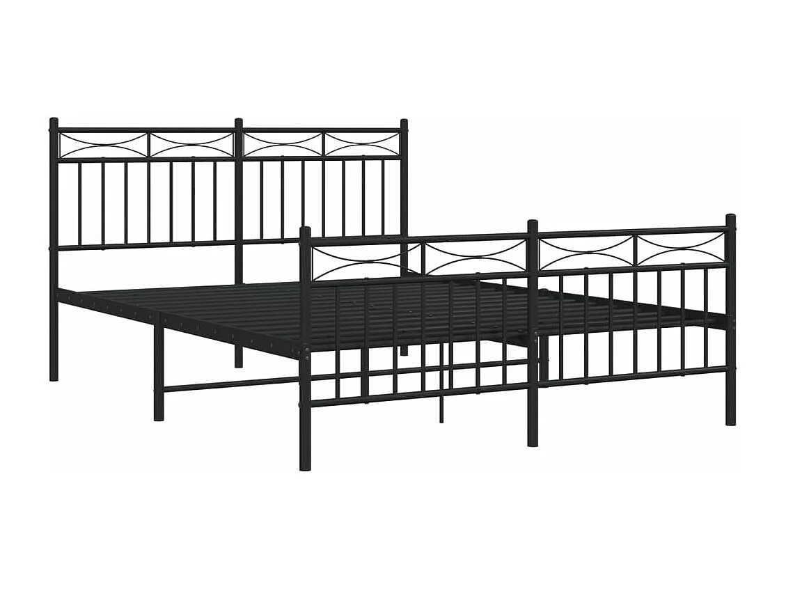 Bedframe met hoofd- en voeteneinde metaal zwart 140x190 cm