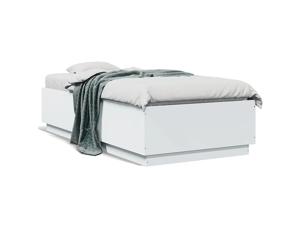 Bedframe bewerkt hout wit 90x190 cm