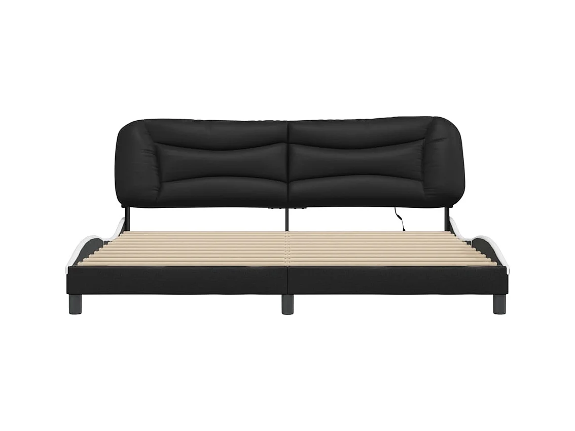 Cadre de lit avec LED sans matelas Hvar noir et blanc 200x200 cm