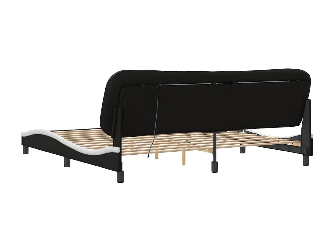 Cadre de lit avec LED sans matelas Hvar noir et blanc 200x200 cm