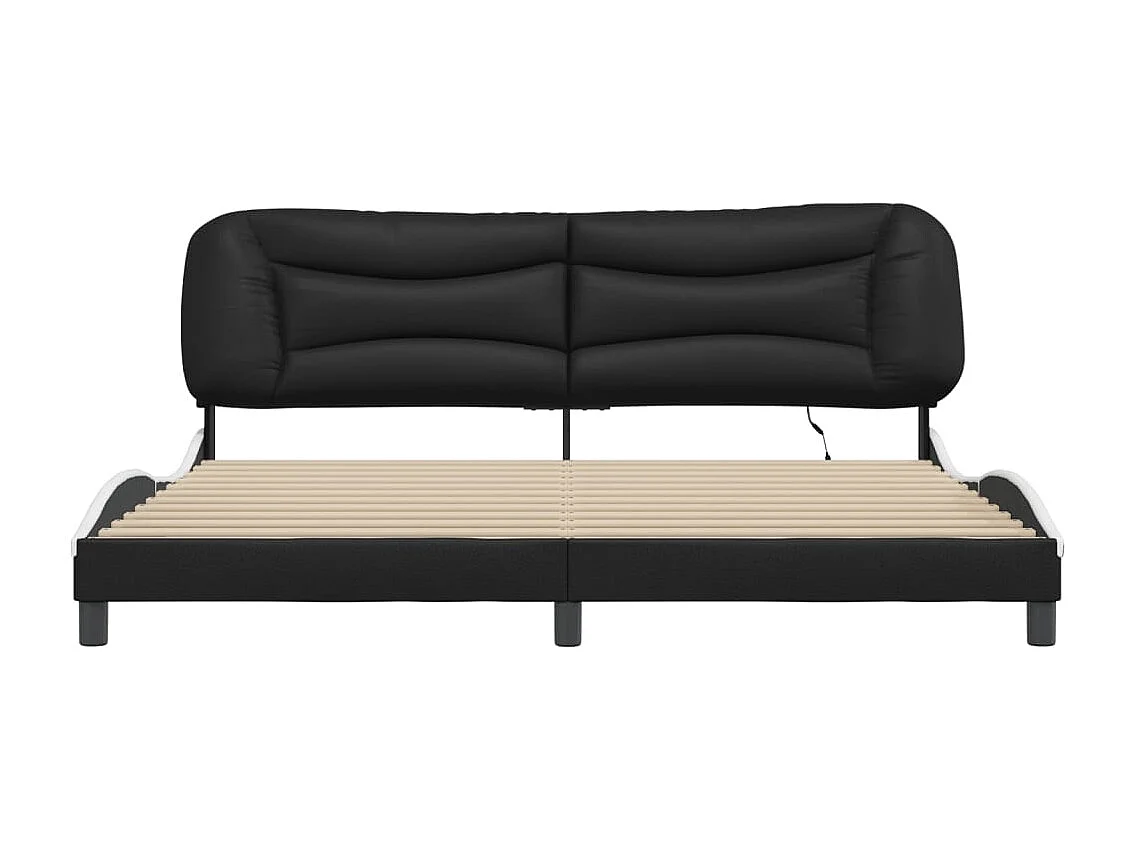 Cadre de lit avec LED sans matelas Hvar noir et blanc 200x200 cm