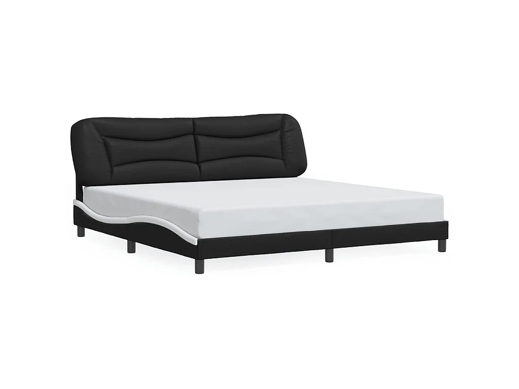 Bedframe met LED zonder matras "Hvar" zwart en wit 200x200 cm